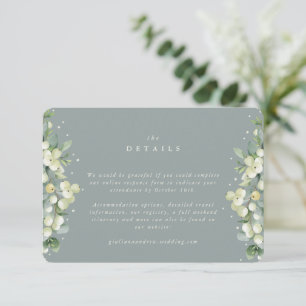 Carte D'accompagnement Petite baie de neige verte+Eucalyptus Détails/RSVP