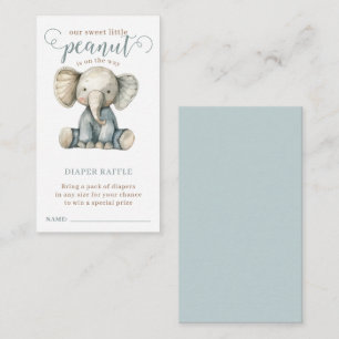 Carte D'accompagnement Petite cacahuète bébé éléphant Blue Diaper Raffle