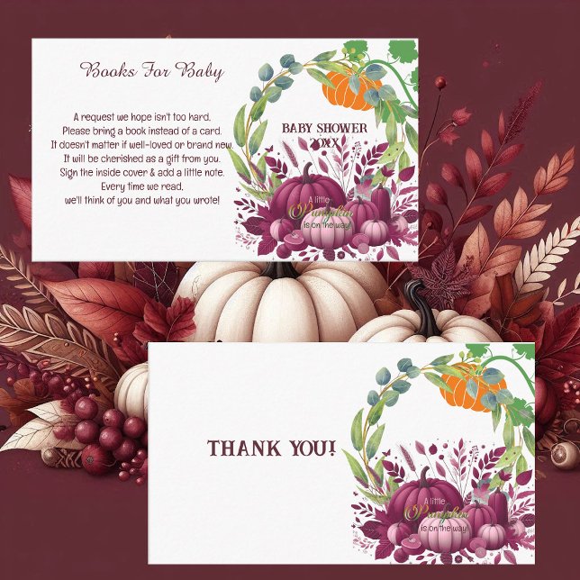 Carte D'accompagnement Petite Citrouille Baby shower violet verdure Wreat (Little Pumpkins Purple Baby Shower Greenery Wreath Enclosure Card)
