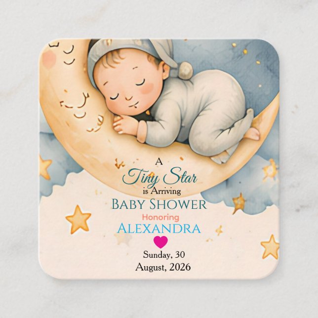 Carte D'accompagnement Petite Collection d'Arrivée de Bébé Tiny Star (Devant)