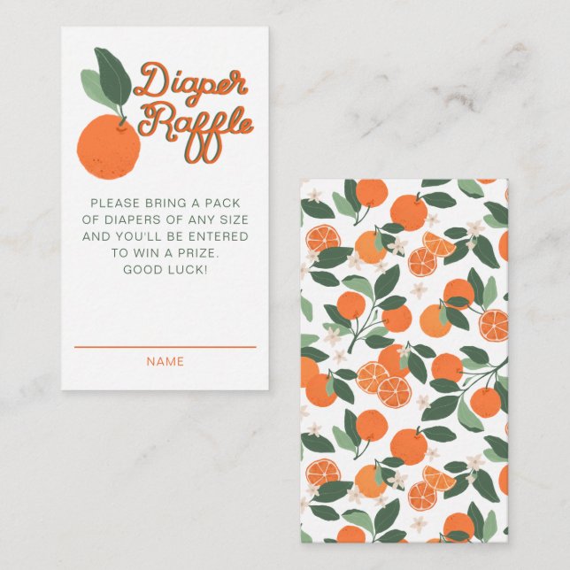 Carte D'accompagnement Petite Cutie Clémentine Baby shower Déchets Raffle (Devant / Derrière)