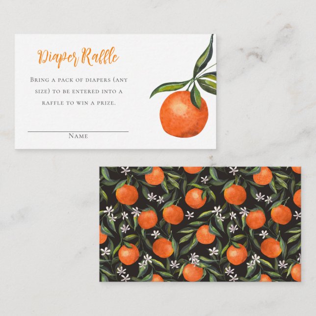 Carte D'accompagnement Petite Cutie Mandarin Baby shower Déchets Raffle (Devant / Derrière)