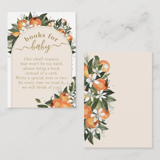 Carte D'accompagnement Petite cutie Orange grenery livre de Baby shower (Devant / Derrière)