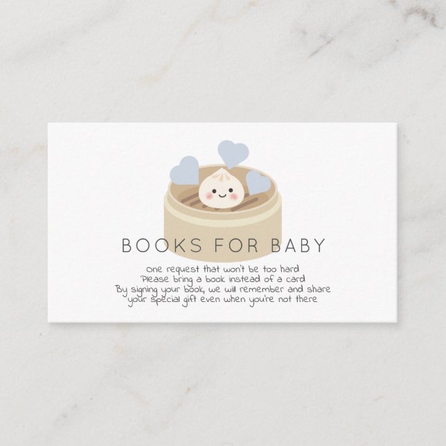 Carte D'accompagnement Petite demande de livre bleu Baby shower de dumpin (Devant)