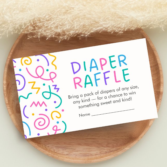 Carte D'accompagnement Petite Fête de Bébé Lancer de Couches Baby Shower (Retro Tiny Human Shindig Baby Shower Diaper Raffle)