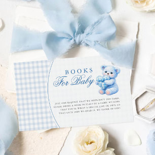 Carte D'accompagnement Petite Fête de Naissance Ourson en Vichy Bleu