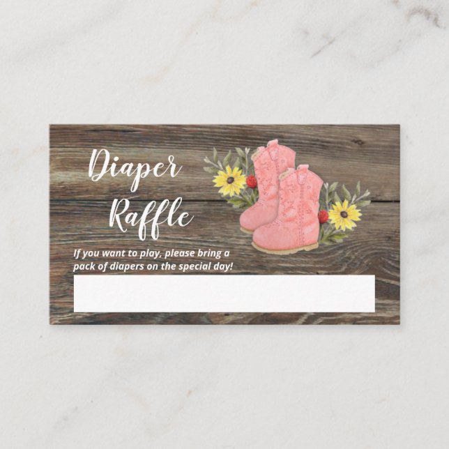 Carte D'accompagnement Petite fille Bootie Baby shower Déchets Raffle En (Devant)
