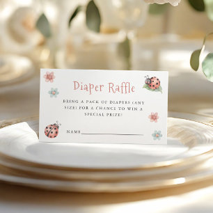Carte D'accompagnement Petite fille de Ladybug Baby shower Déchets Raffle