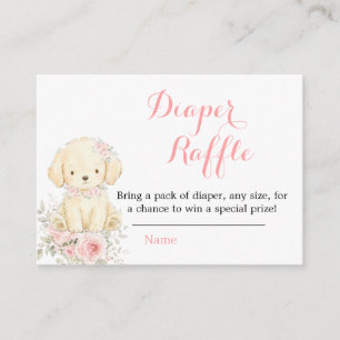 Carte D'accompagnement Petite Fille Dorée Fleur Puppy, Fête de Naissance