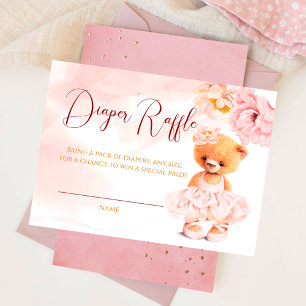 Carte D'accompagnement Petite fleur d'ours en peluche princesse aquarelle