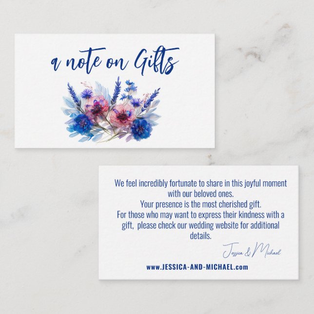 Carte D'accompagnement Petite note sur les cadeaux Fleurs de Cornouailles (Devant / Derrière)