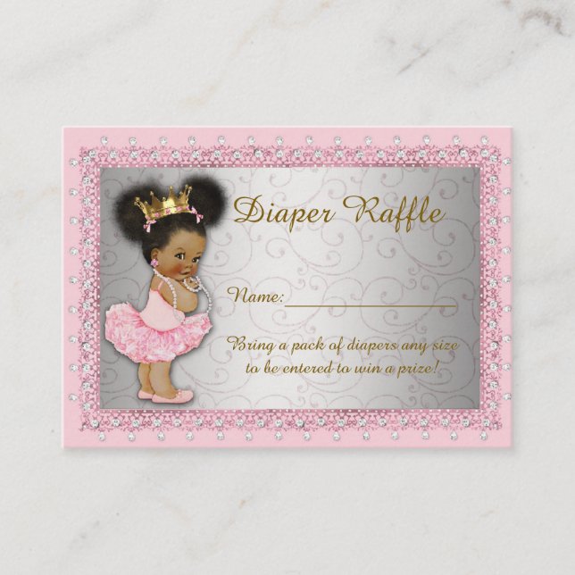 Carte D'accompagnement Petite Princesse Diaper Raffle Billets, argent ros (Devant)