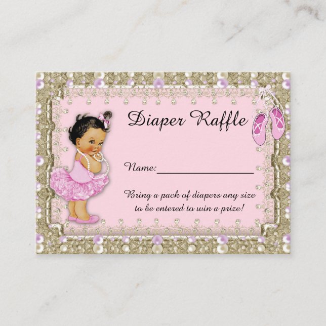 Carte D'accompagnement Petite Princesse Diaper Raffle Billets, balerina (Devant)