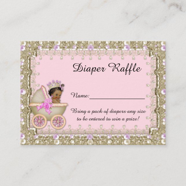 Carte D'accompagnement Petite Princesse Diaper Raffle Billets, chariot (Devant)