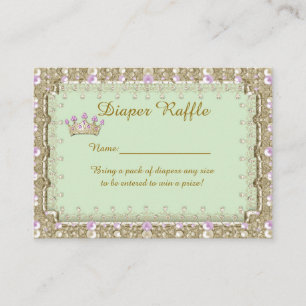 Carte D'accompagnement Petite Princesse Diaper Raffle Billets, menthe