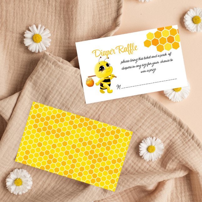 Carte D'accompagnement Petite tombole de baby shower à abeilles miel (Little honey on the way bee baby shower diaper raffle enclosure card raffle tickets )