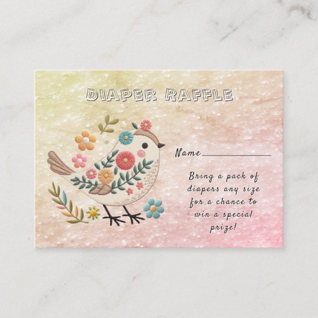 Carte D'accompagnement Petites fleurs Feuilles d'oiseaux Baby shower rose (Devant)