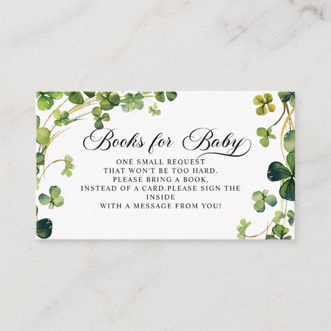 Carte D'accompagnement Petits Baby showers Shamrocks Livres pour bébé (Devant)