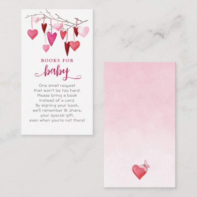 Carte D'accompagnement Petits Chéri Livres Roses Pour Bébé (Devant / Derrière)