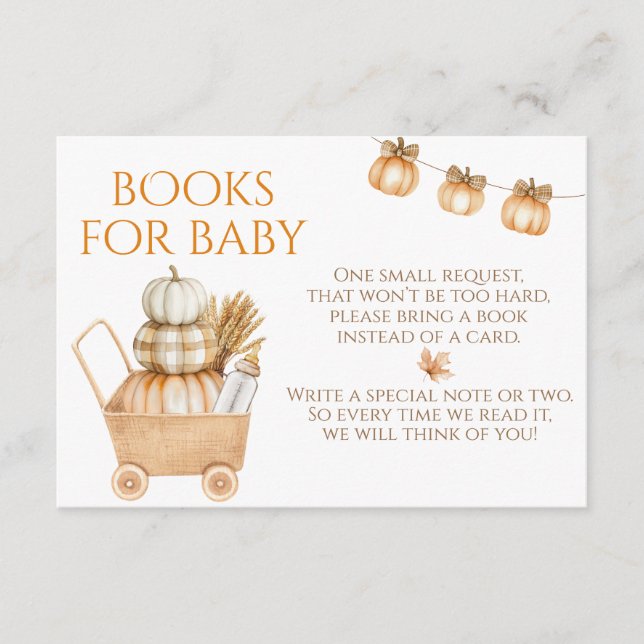 Carte D'accompagnement Petits Citrouilles Rustic Farm Baby shower Livres (Devant)
