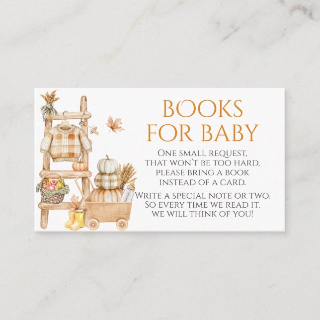 Carte D'accompagnement Petits Citrouilles Rustic Farm Baby shower Livres (Devant)