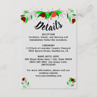 Carte D'accompagnement Petits détails Fleurs Détail de mariage