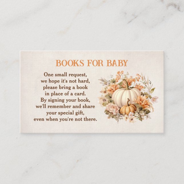 Carte D'accompagnement Petits Livres Baby showers Citrouilles Automne Pou (Devant)