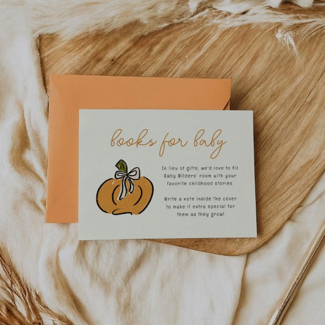 Carte D'accompagnement Petits livres Citrouilles pour Baby shower bébé (Cute pumpkin baby shower books for baby enclosure card.)