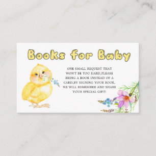 Carte D'accompagnement Petits livres de Baby shower de poussins pour bébé
