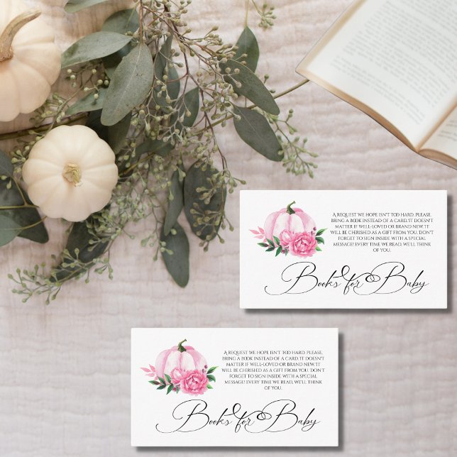 Carte D'accompagnement Petits livres rose Citrouille pour Baby shower Gam (Créateur téléchargé)