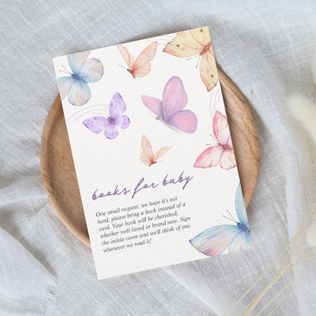Carte D'accompagnement Petits papillons Livres pour le Baby shower (books for baby butterfly baby shower)