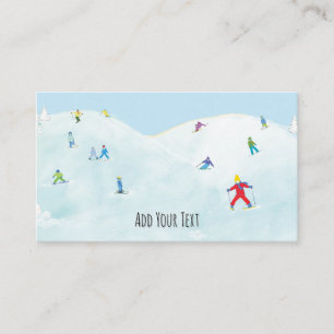 Carte D'accompagnement Petits Skieurs Sur Snowy Hill Personnalisé