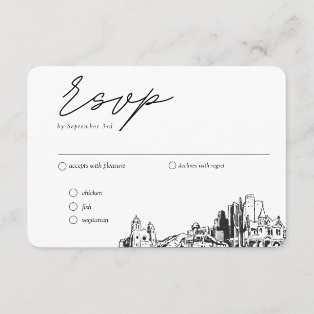 Carte D'accompagnement Phoenix Mariage traditionnel RSVP Option repas (Devant)