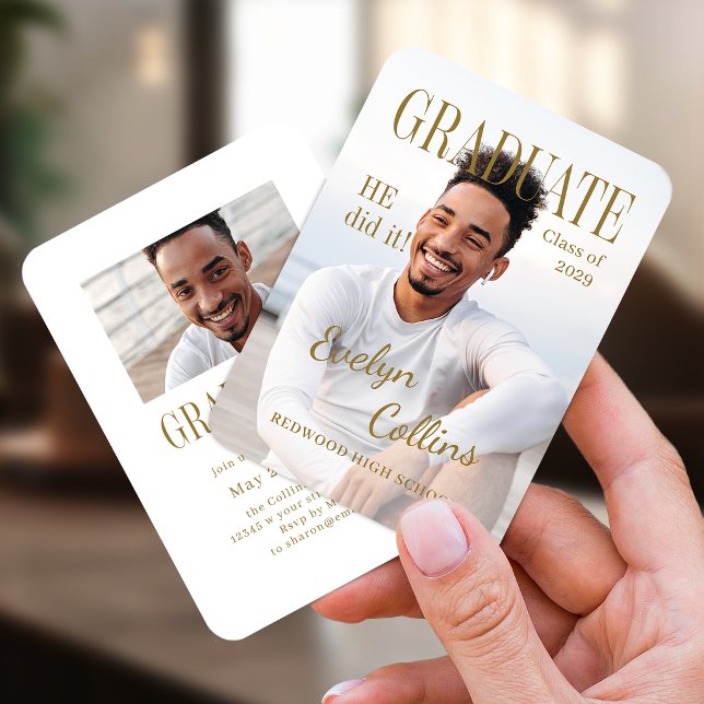 Carte D'accompagnement Photo de couverture du mini magazine Timeless Invi (Mini Timeless Magazine Cover Photo Grad invitation)