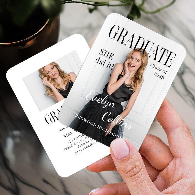 Carte D'accompagnement Photo de couverture du mini magazine Timeless pour (Mini Timeless Magazine Cover Photo Grad invitation)