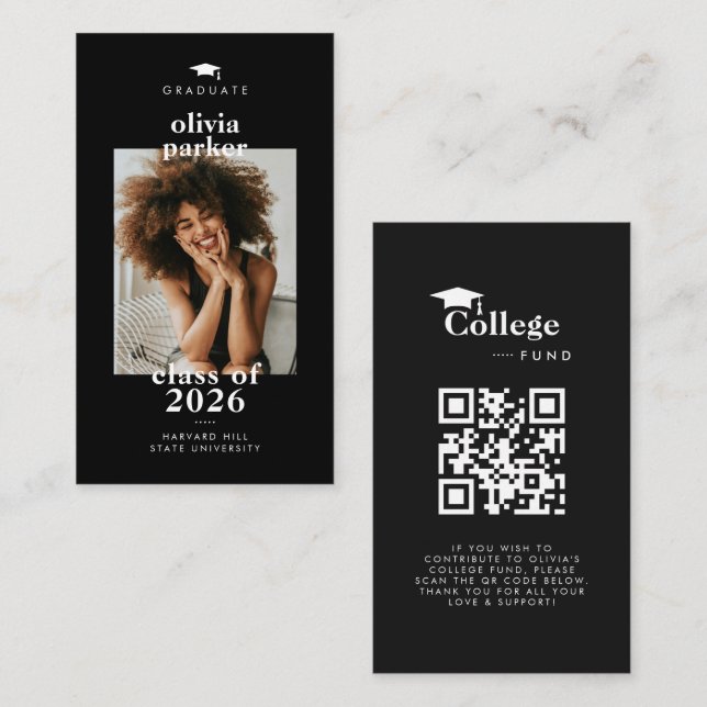 Carte D'accompagnement Photo de fonds universitaires avec code QR moderne (Devant / Derrière)