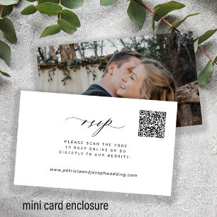 Carte D'accompagnement Photo minimale moderne QR code mariage RSVP