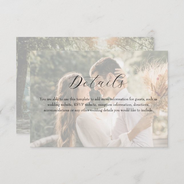 Carte D'accompagnement Photo Wildflower Wedding Details (Devant / Derrière)