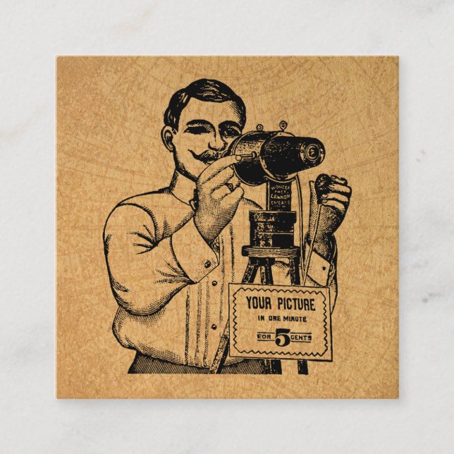 Carte D'accompagnement Photographe antique avec caméra (Devant)