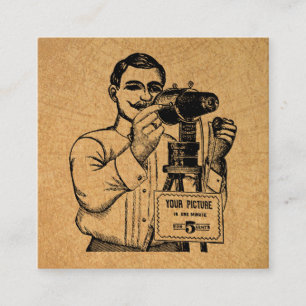 Carte D'accompagnement Photographe antique avec caméra