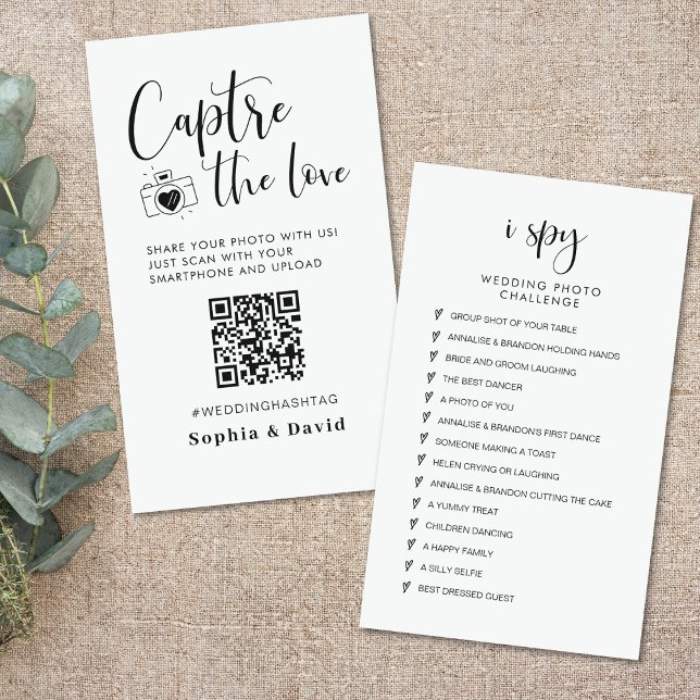 Carte D'accompagnement Photos De Mariage Élégantes Capturer Le Code QR D' (Créateur téléchargé)