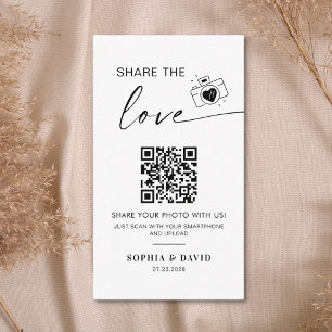 Carte D'accompagnement Photos Mariages modernes Partagez l'amour QR Code