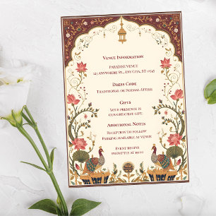 Carte D'accompagnement Pichwai Mariage Indien Lotus Paon