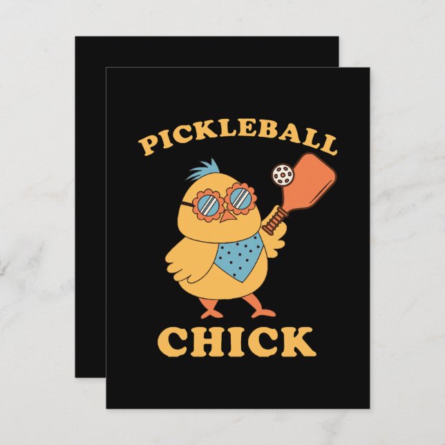 Carte D'accompagnement Pickleball Chick - rétro (Devant / Derrière)