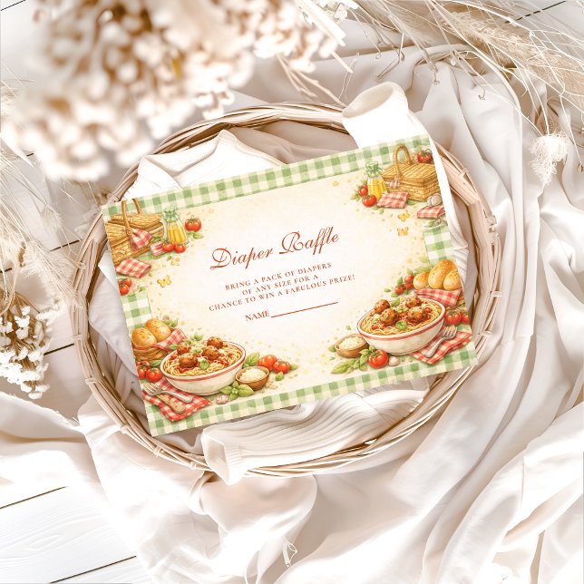 Carte D'accompagnement Picnic Green Gingham Little Meatbal Diapper Raffle (Créateur téléchargé)