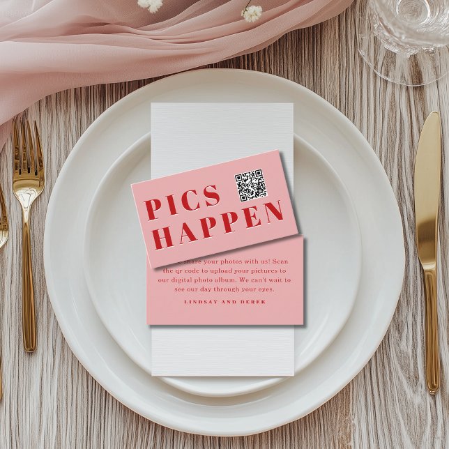 Carte D'accompagnement Pics arrivent ! Photo, QR-Code, Mariage (Pics happen! Photo, QR-Code, Wedding Enclosure Card)