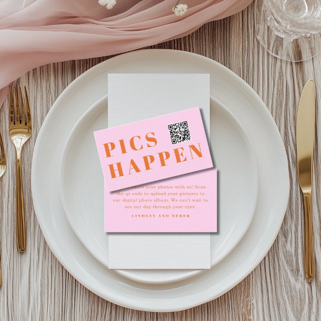 Carte D'accompagnement Pics happen! Photo, QR-Code, Mariage (Pics happen! Photo, QR-Code, Wedding Enclosure Card)