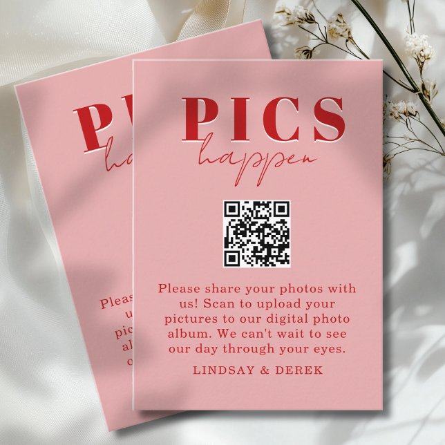 Carte D'accompagnement Pics happen! Photo, QR-Code, Mariage (Pics happen! Photo, QR-Code, Wedding Enclosure Card)