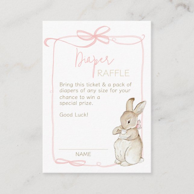 Carte D'accompagnement Pierre rose le lapin Beatrix Baby shower fille (Devant)