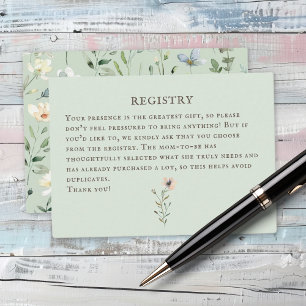 Carte D'accompagnement Pile de livres baby shower aquarelle, fleur sauvag